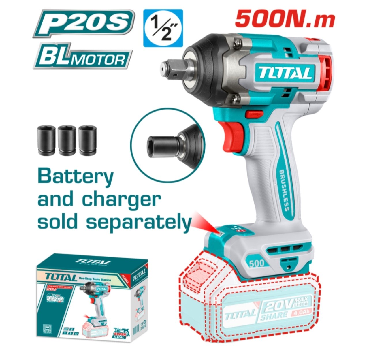 LLAVE DE IMPACTO A BATERIA 20V 500NML