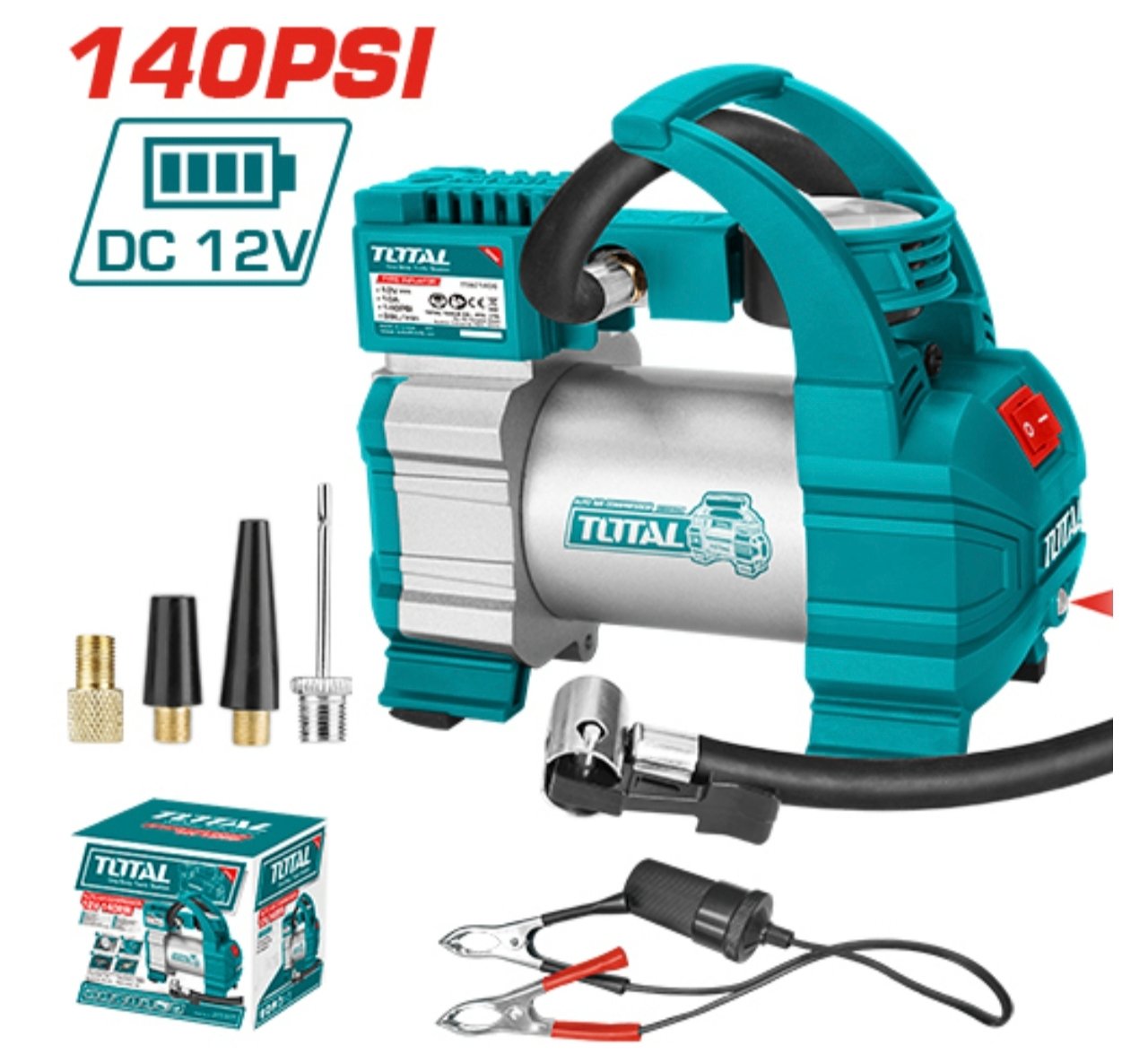MINI COMPRESOR 140PSI DC 12V TOTAL